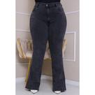Calça Jeans Flare Plus Size Marmorizada com bolso e com lycra