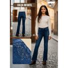 Calça Jeans Infantil Flare Bordada Country Menina Rodeio Agro 2 ao 16
