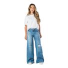 Calça Jeans Infanto Juvenil Feminina Wide Leg Pantalona