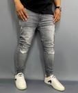 Calça Jeans Jay Jones Super Skinny Cinza Rasgada