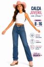 Calça Jeans Juvenil Country Luxo com Strass Raio Menina Rodeio Agro Tamanhos 08 ao 16
