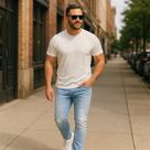 Calça Jeans Lisa Skinny Masculina Slim Elastano Casual Sport 440