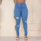 Calça Jeans Marmorizada Premium Com Detalhes Rasgado Calça Jeans Marmorizada Premium Com Detalhes Rasgado