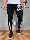 Calça Jeans Masculina Black Caveira Gray Pigmentada