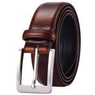 Calça jeans masculina casual de couro Belt XOUXOU, marrom clássico