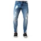 Calça Jeans Masculina Destroyed Com Respingos de Tinta Super Skinny Fit Zune Calça Jeans Masculina Destroyed Com Respingos de Tinta Super Skinny Fit Zune