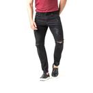 Calça Jeans Masculina Destroyed Preta Com Respingos Branco Super Skinny Fit Zune Calça Jeans Masculina Destroyed Preta Com Respingos Branco Super Skinny Fit Zune