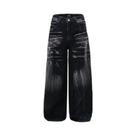 Calça Jeans Masculina Preta De Perna Reta Solta Com Estampa De Raios Estilo Coreano Vintage Para Calça Jeans Masculina Preta De Perna Reta Solta Com Estampa De Raios Estilo Coreano Vintage Para