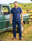 Calça Jeans Masculina Reta Cowboy Country Texana Pura Raça Azul Amaciado Com Elastano Tamanhos Variados Tamanho: 46