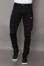 Calça Jeans Masculina Sarja Skinny Preta Detalhe Rasgo Luxo