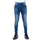 Calça Jeans Masculina Skinny Manchada Com Puído E Elastano
