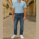 Calça Jeans Masculina Slim Fit Azul Médio Cintura Média e Conforto Flexível Malwee