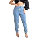 Calça jeans mom cintura alta feminina clara