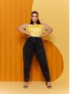Calça Jeans Mom Plus Size Cintura Alta Premium Grafite