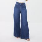 Calça Jeans Pantalona Barra Normal Feminino Revanche Vanuatu