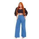 Calça Jeans Pantalona Feminina com Lycra Lavagem Clara Premium