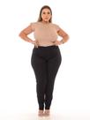 Calça jeans plus feminina preta lisa de qualidade premium