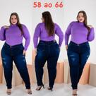 Calca Jeans Plus Siz 58 ao 66 Azul Esfolado Laycra Calca Jeans Plus Siz 58 ao 66 Azul Esfolado Laycra