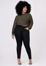 Calça jeans plus size chapa barriga preta que não desbota lunender 67794