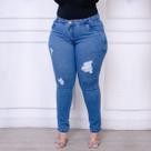 Calça Jeans Plus Size Premium Com Detalhes Destroyer Rasgado