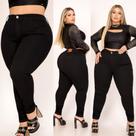 Calça Jeans Plus size Preta tamanho 48 ao 66 Lycra cos alto