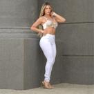 Calça jeans Premium Branca Com Modelagem Skinny De Bolso Forro