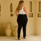 Calça Jeans Preta Com Tamanho Plus Size de Estilo Básico Tradicional