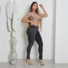 Calça Jeans Preta Marmorizada Grafit com Estilo Casual Básico Skinny