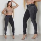 Calça Jeans Preta Marmorizada Grafit com Estilo Casual Básico Skinny