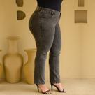 Calça Jeans Preta Marmorizada Grafit Com Tamanho Plus Size de Estilo Básico Tradicional