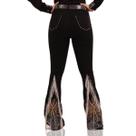 Calça Jeans Preta Nossa Senhora Aparecida Bordada Franjas Strass Moda Country Texas Ranch