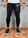 Calça Jeans Preta Super Skinny Masculina Estampa 4k