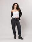 Calca Jeans Preto Estonado Feminina Mulher Larga Pantalona Reta Balão Estilosa Ana Castela Virginia