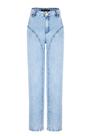 Calça Jeans Reta com Recortes frontais