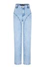 Calça Jeans Reta com Recortes frontais