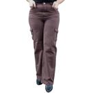 Calça Jeans Sarja Wide Leg Marrom