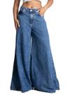 Calça Jeans Sawary Super Wide Leg - 283054 - Azul medio 36