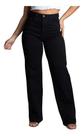 Calça Jeans Sawary Wide Leg Preta Feminina