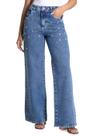 Calça Jeans Sawary Wide Leg Strass - 283415 - Azul médio 38