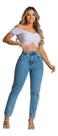 Calça Jeans Sem Elastano Moda Feminina Com Bolso Quadrado Perfeita Estilo Mom