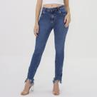 Calça Jeans Skinny Barra Desfiada Com Zíper Feminino Revanche Tunísia