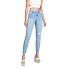 Calça Jeans Skinny Cintura Média Com Puídos Dzarm