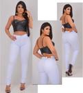 Calça Jeans Skinny Feminina Branca com Elastano Cós Alto