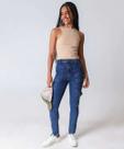 Calça Jeans Skinny Feminina Cargo Azul-01015
