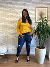 Calça Jeans Skinny feminina, com destroyed e cinta modeladora Spontaneous Jeans Wear