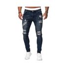 Calça Jeans Skinny Masculina Vintage Lavada Rasgada Casual Slim Fit