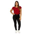 Calça Jeans Skinny Preta Feminina Cintura Alta