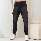 Calça Jeans Slim Com Recortes e Bolso Cargo Masculina Revanche Fesolano