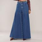 Calça Jeans Super Maxi Wide Leg Pantalonada Moda Europa Cor:JeansTamanho:36Gênero:Mulher