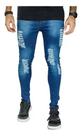 Calça Jeans Super Skinny Destroyed Rasgada Com Lycra Masculino Adulto Ref. 003